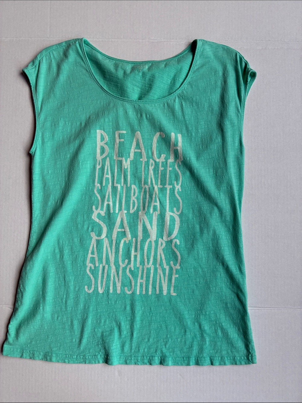 Garnet Hill Beach Sleeveless Teal Graphic Tee
